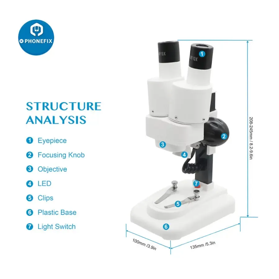 20X 40X Binocular Stereo Microscope For PCB Soldering Observation