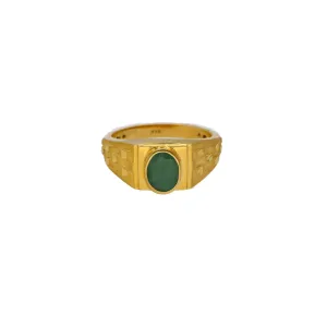 22K Yellow Gold Ring with Emerald Center Stone (7gm)