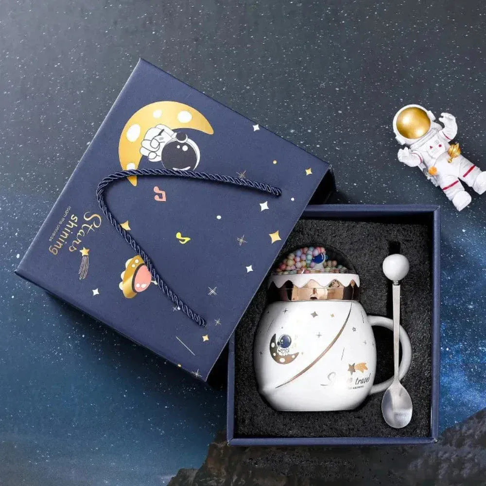 3D Cartoon Space Theme Mug with Lid