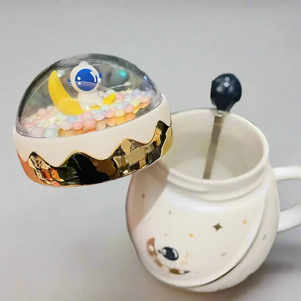 3D Cartoon Space Theme Mug with Lid