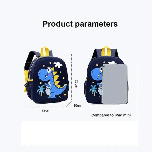 Adorable Dinosaur Cartoon Kids Backpack - Waterproof School Bag for Kindergarten and Primary Students