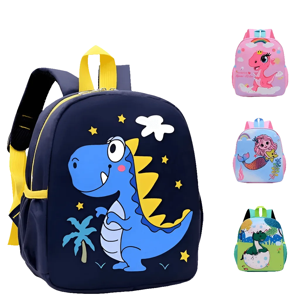 Adorable Dinosaur Cartoon Kids Backpack - Waterproof School Bag for Kindergarten and Primary Students