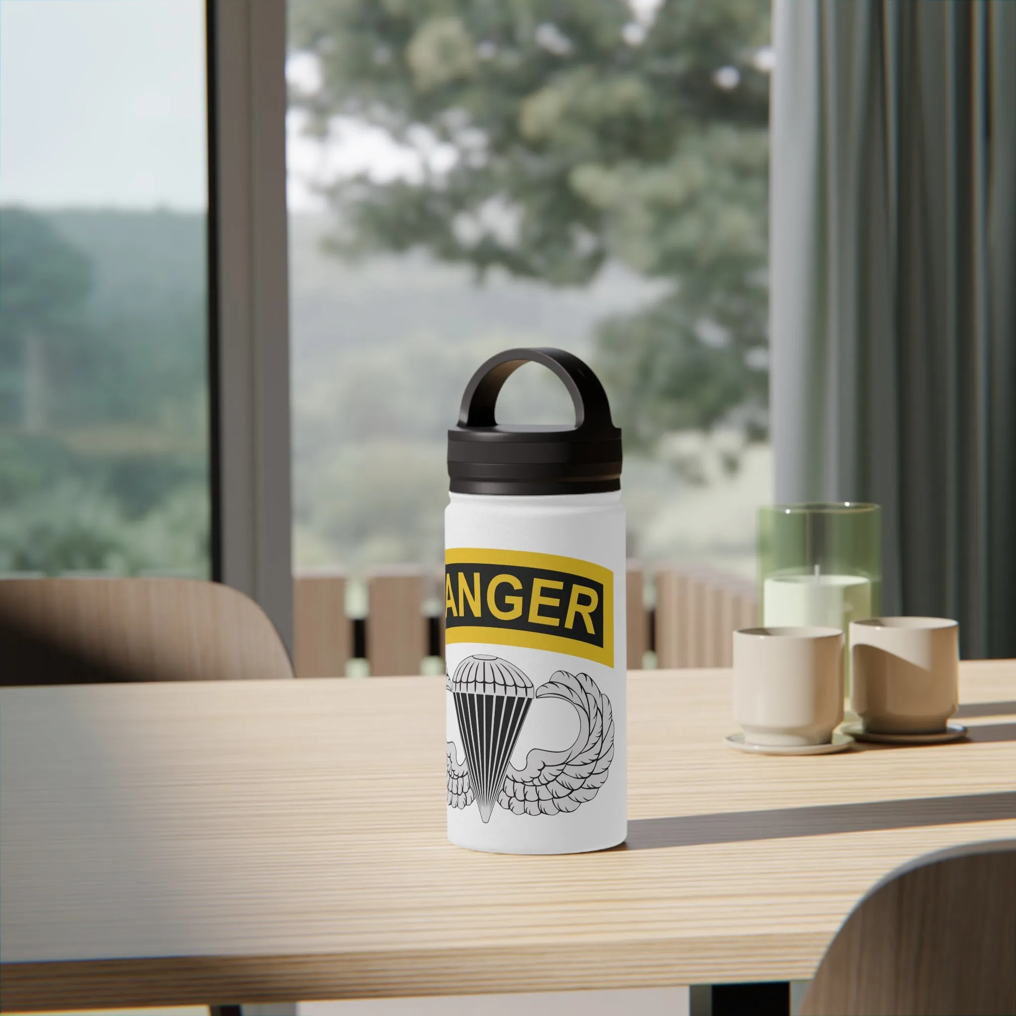 Airborne Ranger Stainless Steel Water Bottle, Handle Lid