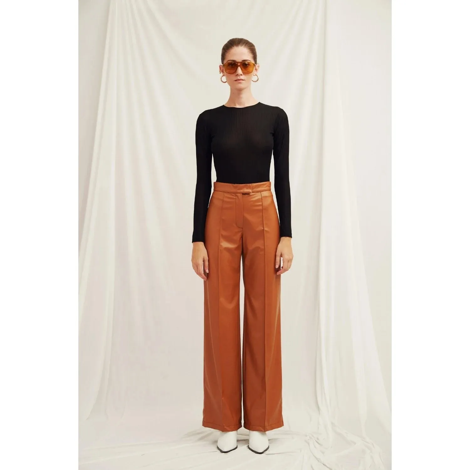 Alba Vegan Leather Wide-Leg Trousers