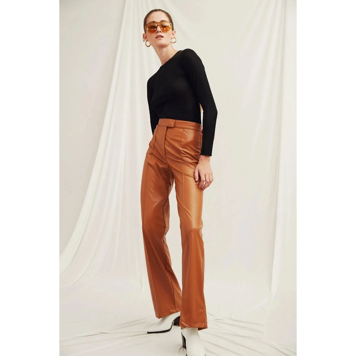 Alba Vegan Leather Wide-Leg Trousers