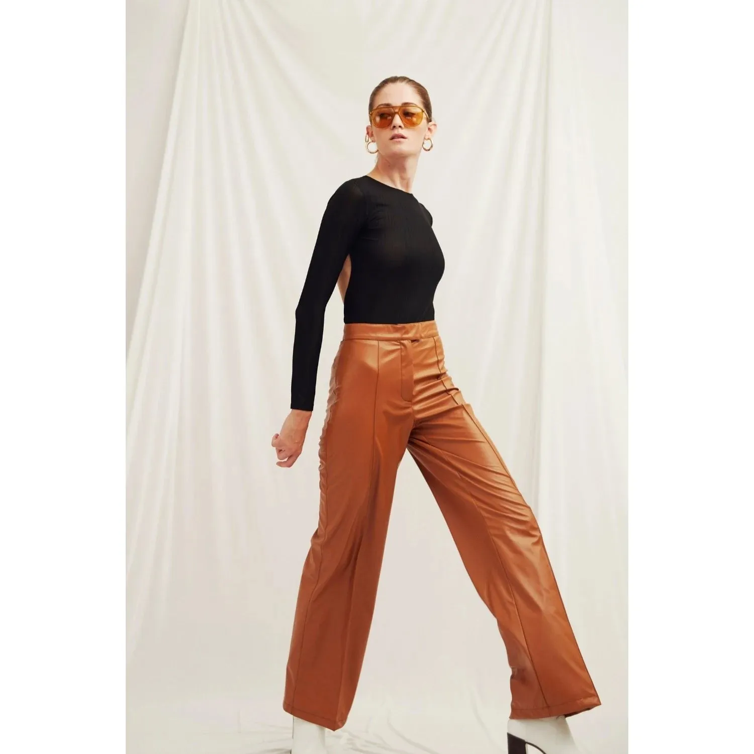 Alba Vegan Leather Wide-Leg Trousers