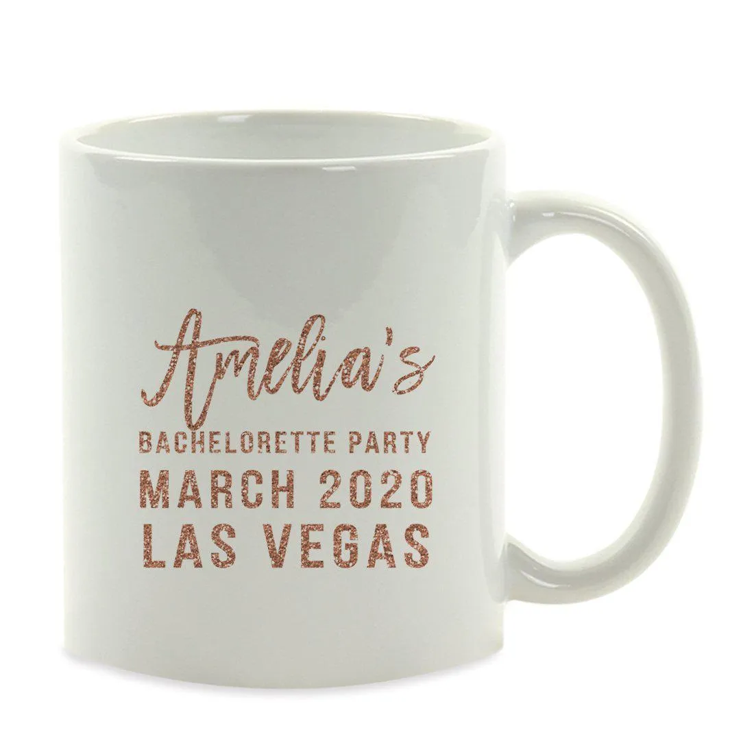 Andaz Press 11oz Personalized Rose Gold Faux Glitter Coffee Mug