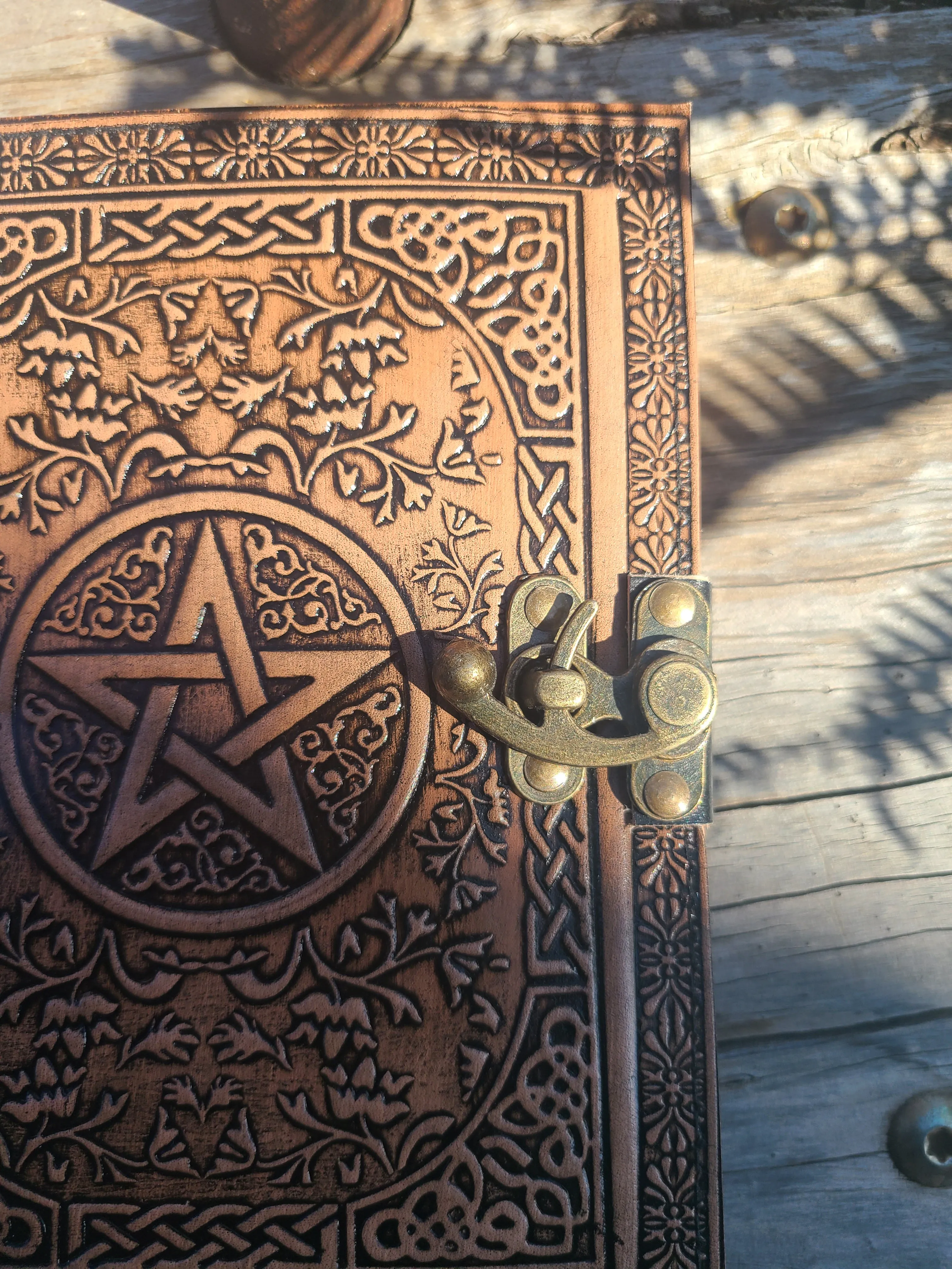 Antique Celtic Star Leather Journal