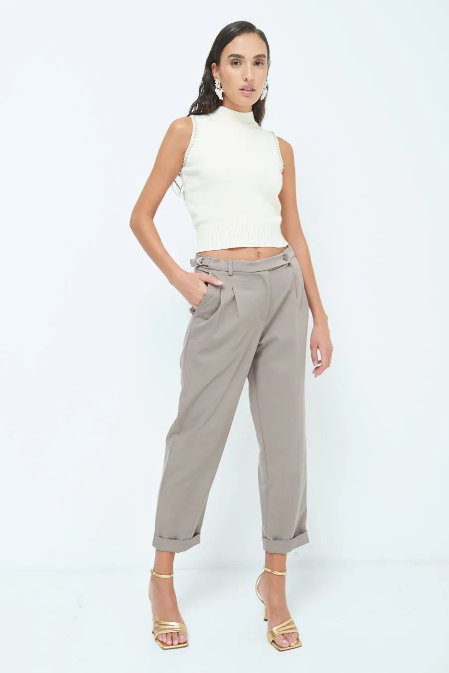 Belted cuffed trousers wholesale