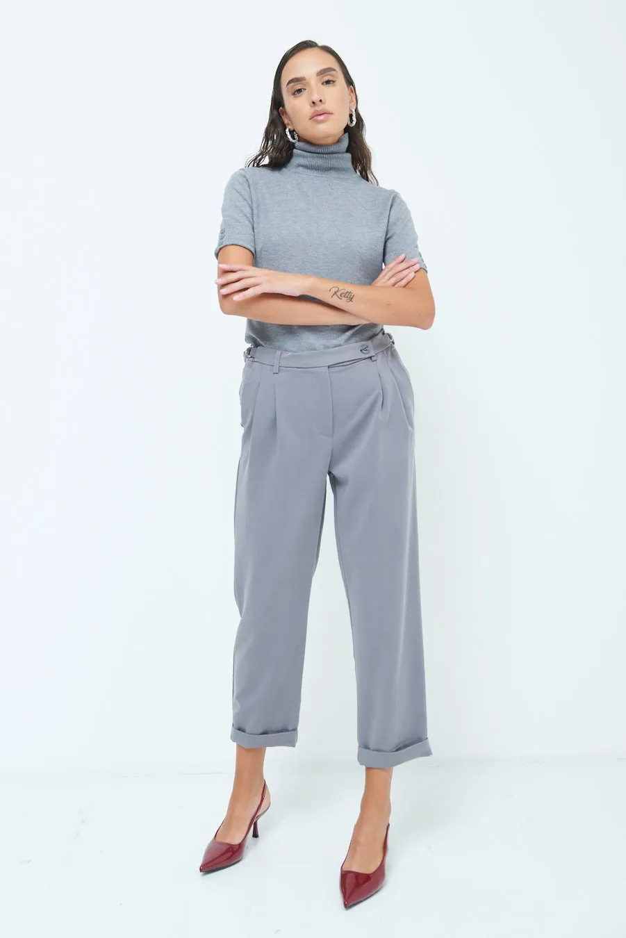 Belted cuffed trousers wholesale