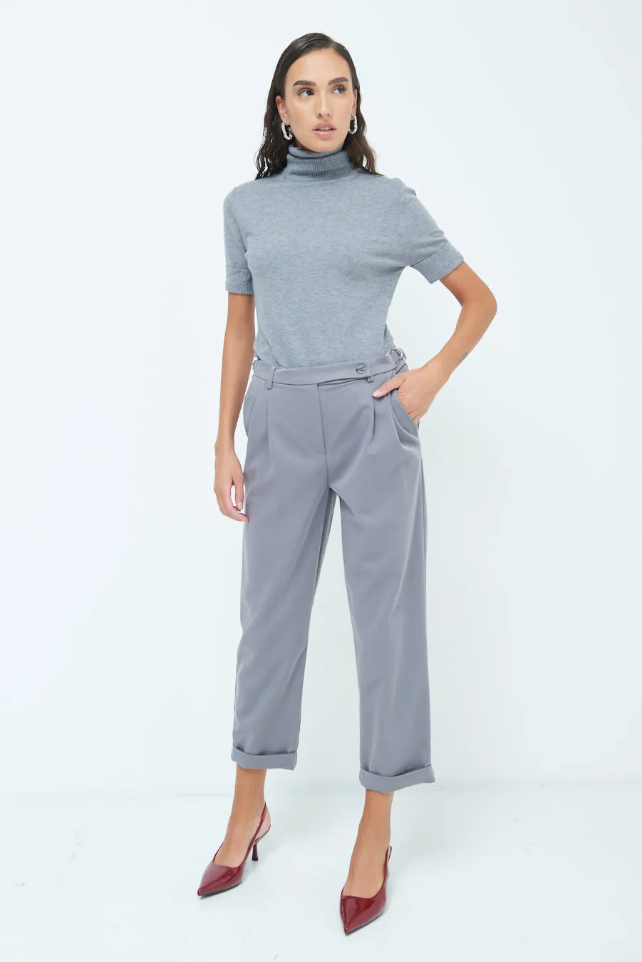 Belted cuffed trousers wholesale