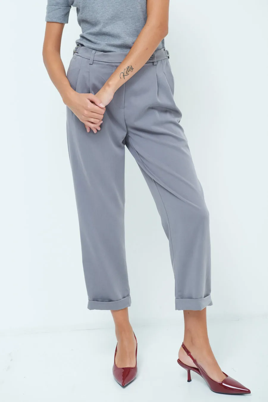 Belted cuffed trousers wholesale