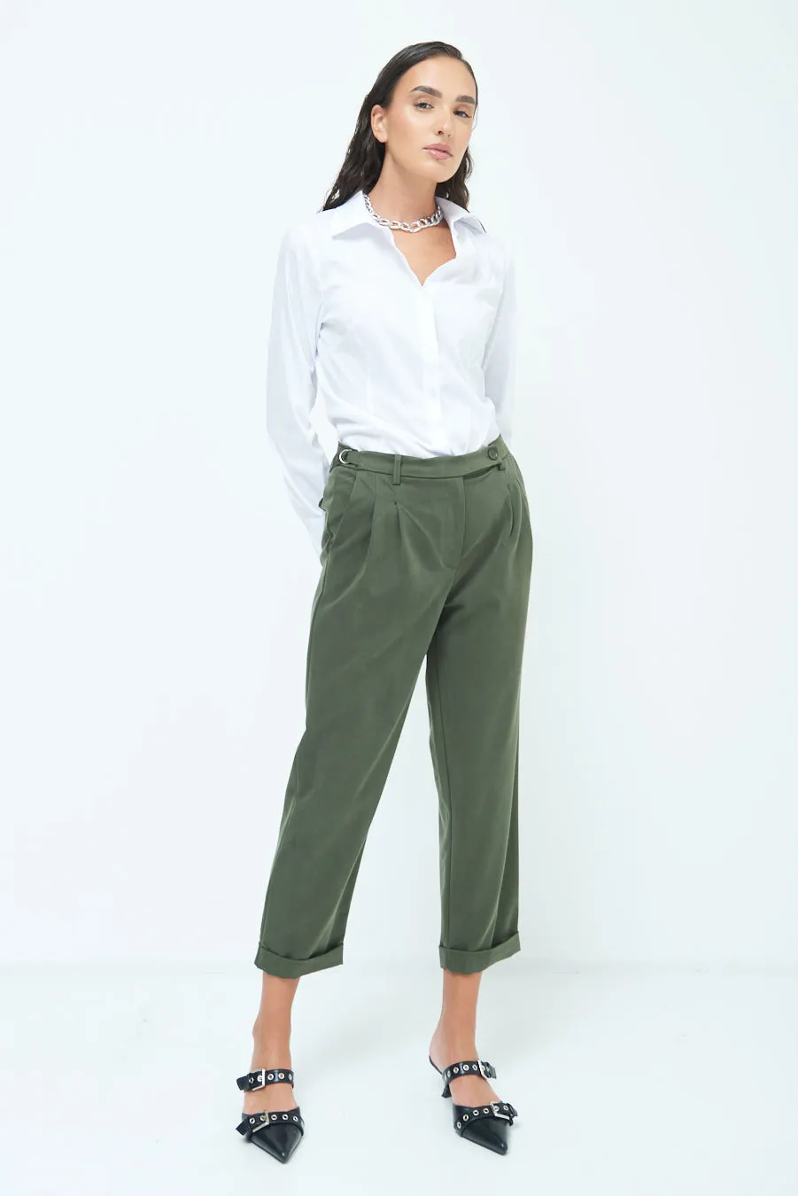 Belted cuffed trousers wholesale