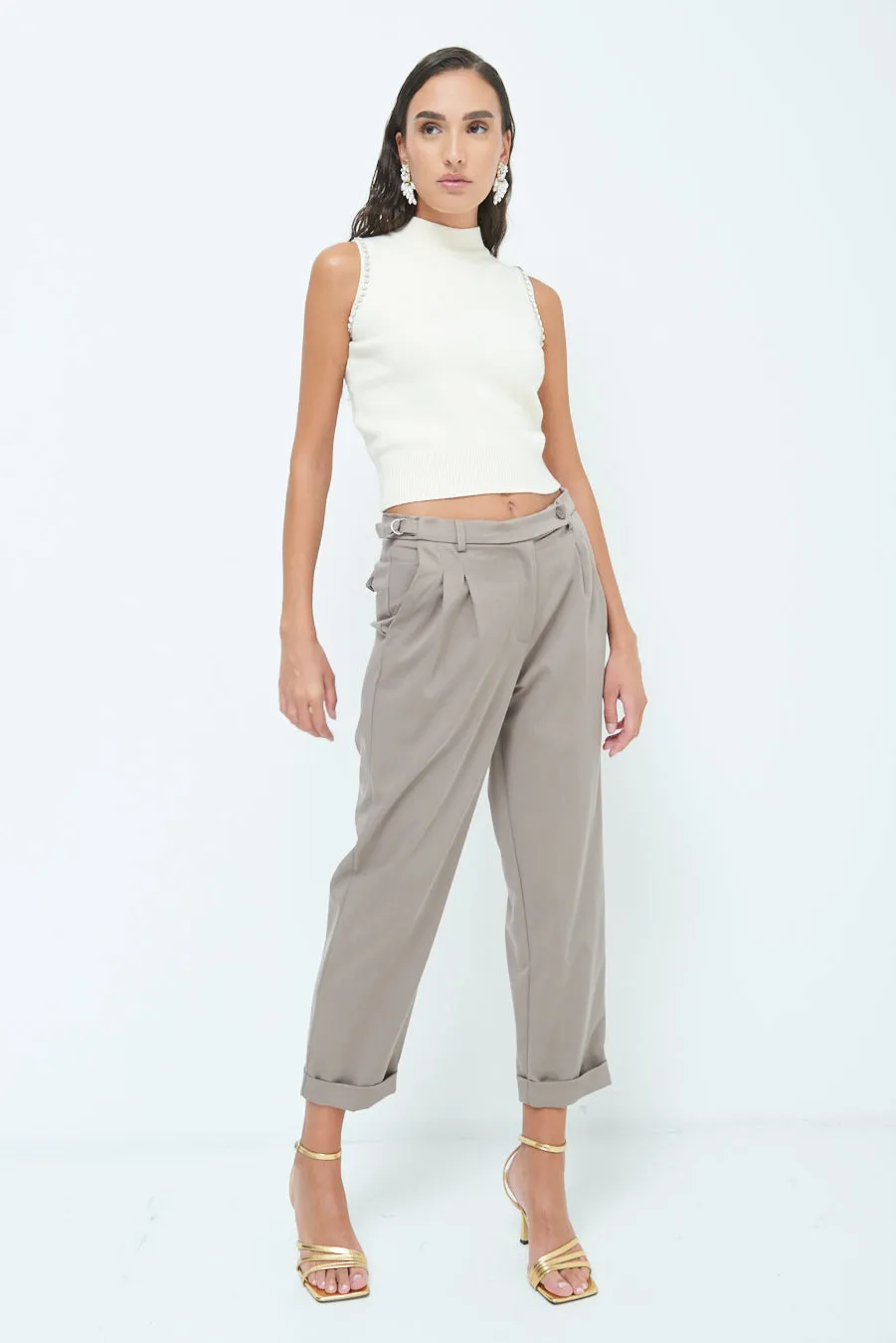 Belted cuffed trousers wholesale