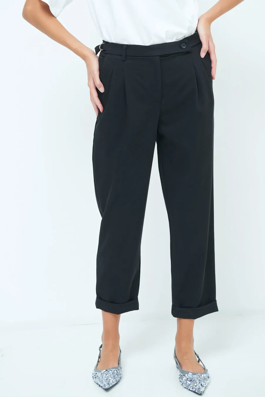 Belted cuffed trousers wholesale