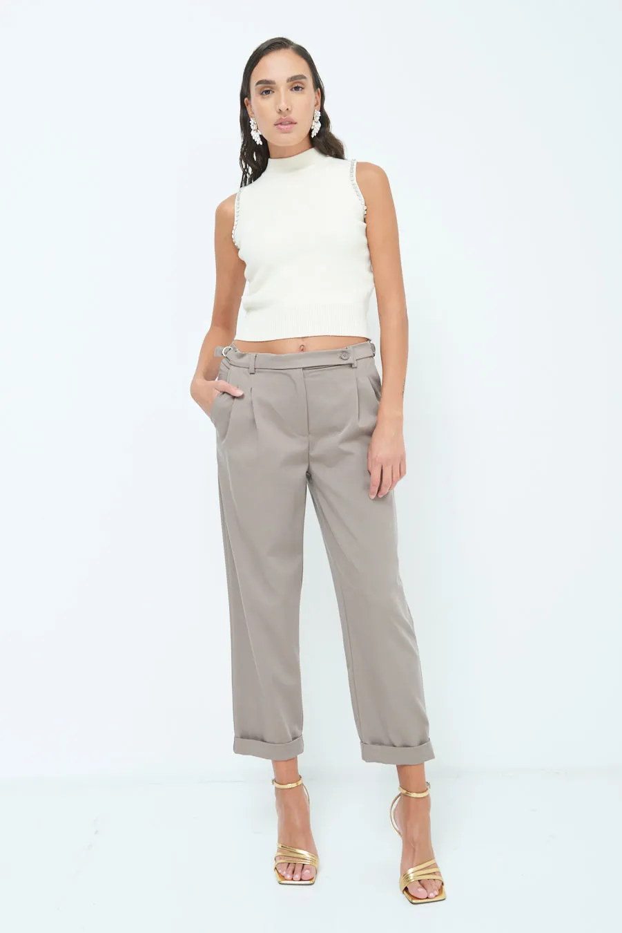 Belted cuffed trousers wholesale