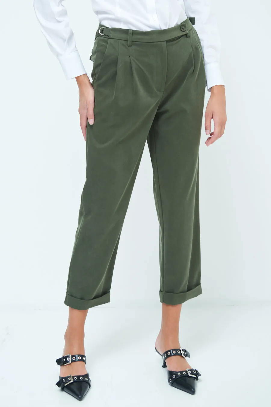 Belted cuffed trousers wholesale