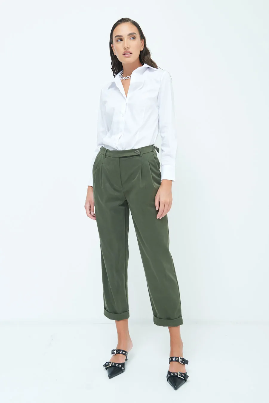 Belted cuffed trousers wholesale