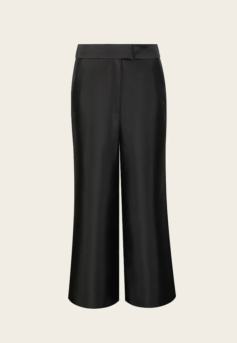 Black Ankle-length Wide Leg Pants