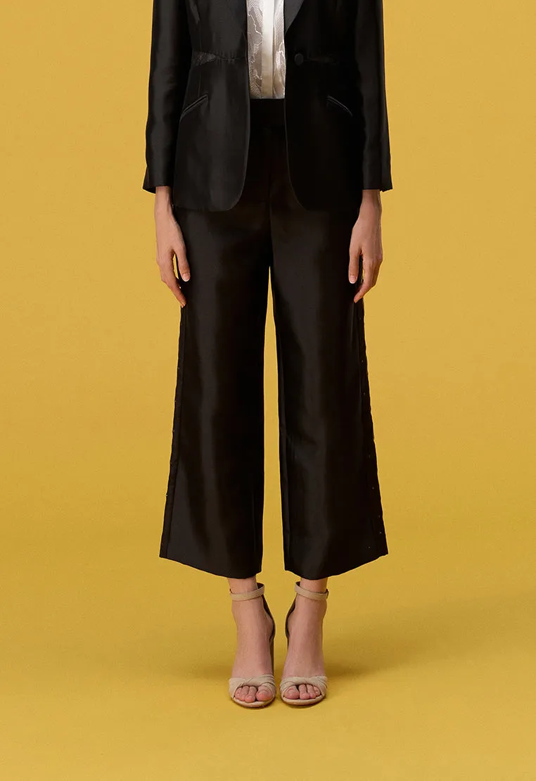 Black Ankle-length Wide Leg Pants