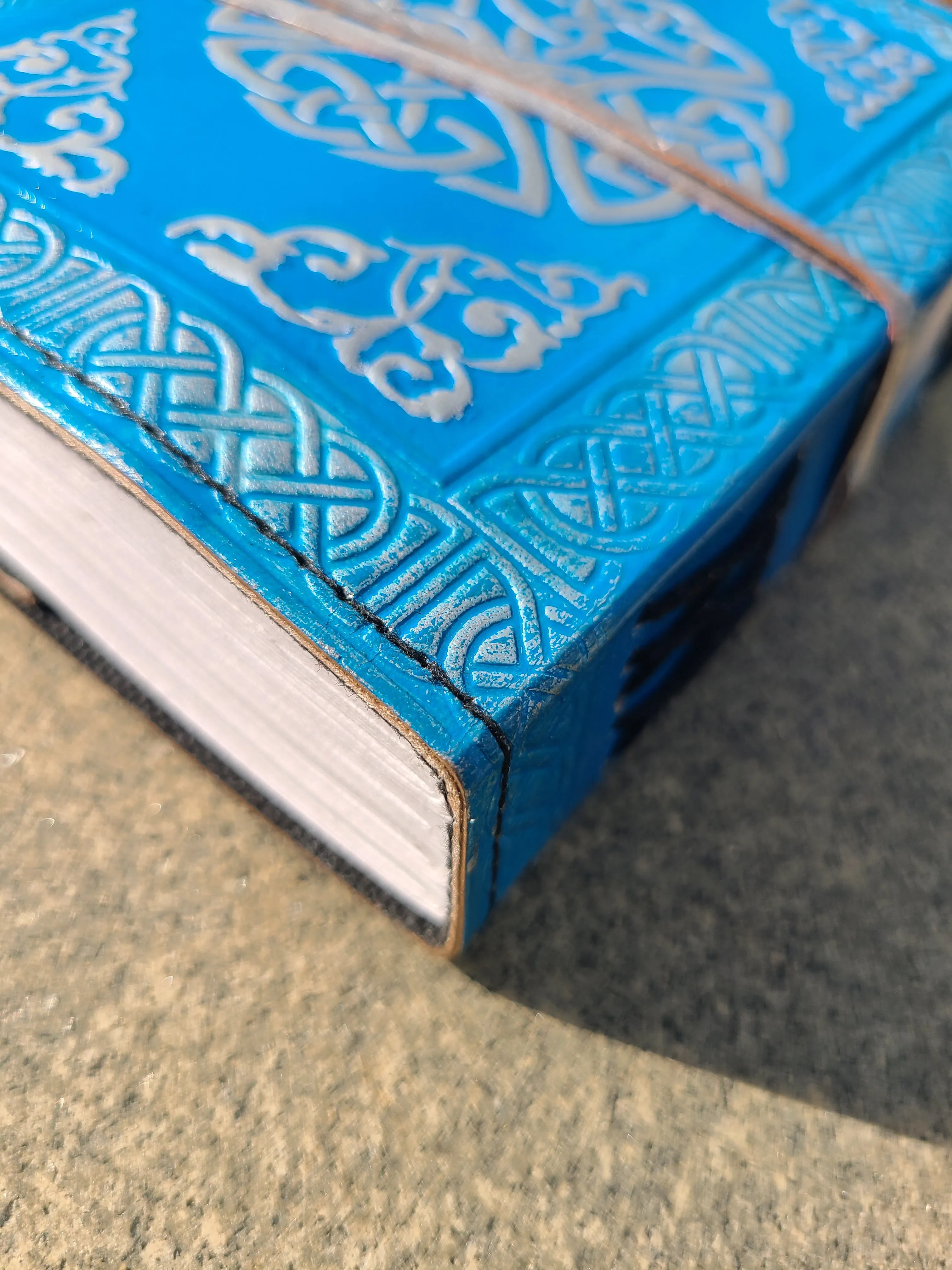 Blue Celtic Triquetra Knot Leather Journal