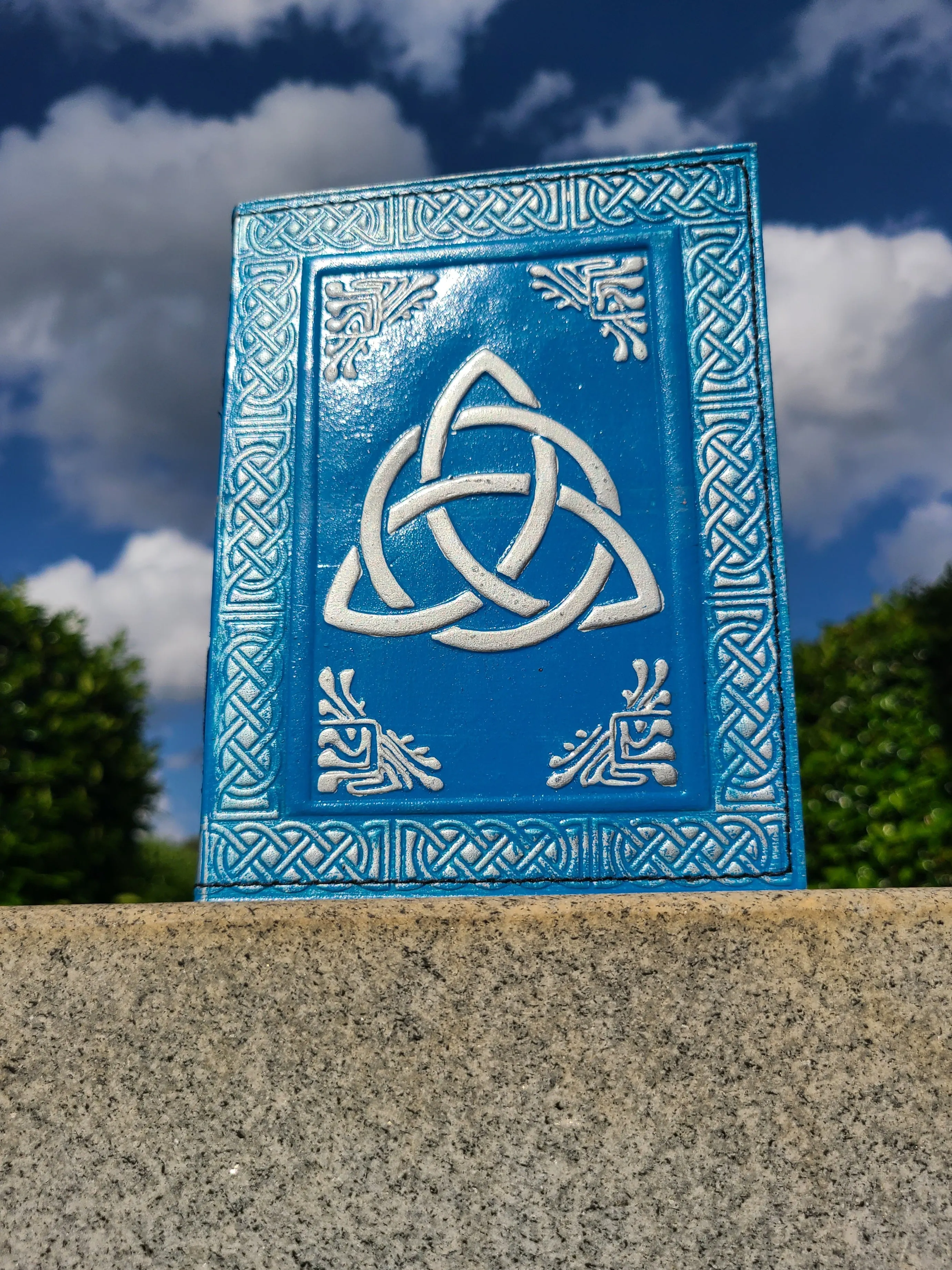 Blue Celtic Triquetra Knot Leather Journal