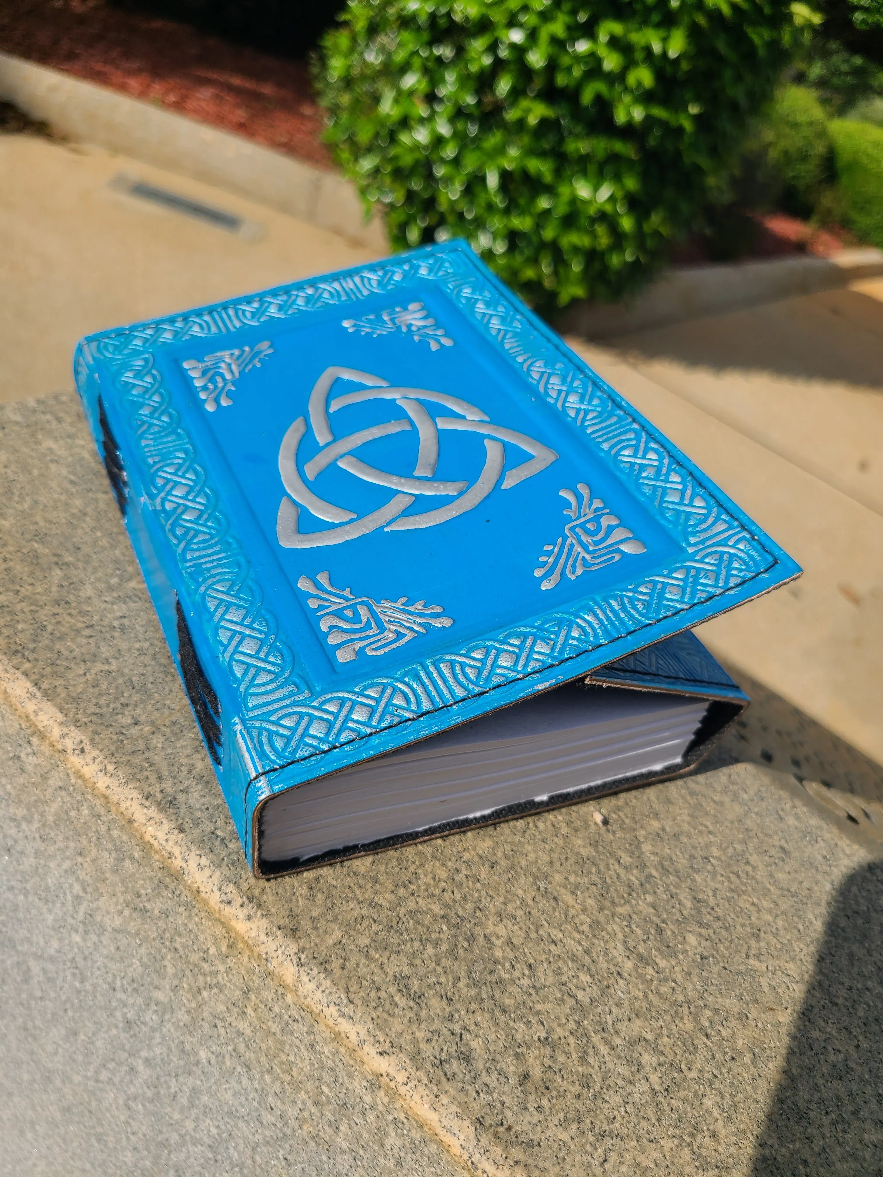 Blue Celtic Triquetra Knot Leather Journal