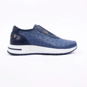 Blue Python Leather Slip-On Shoes