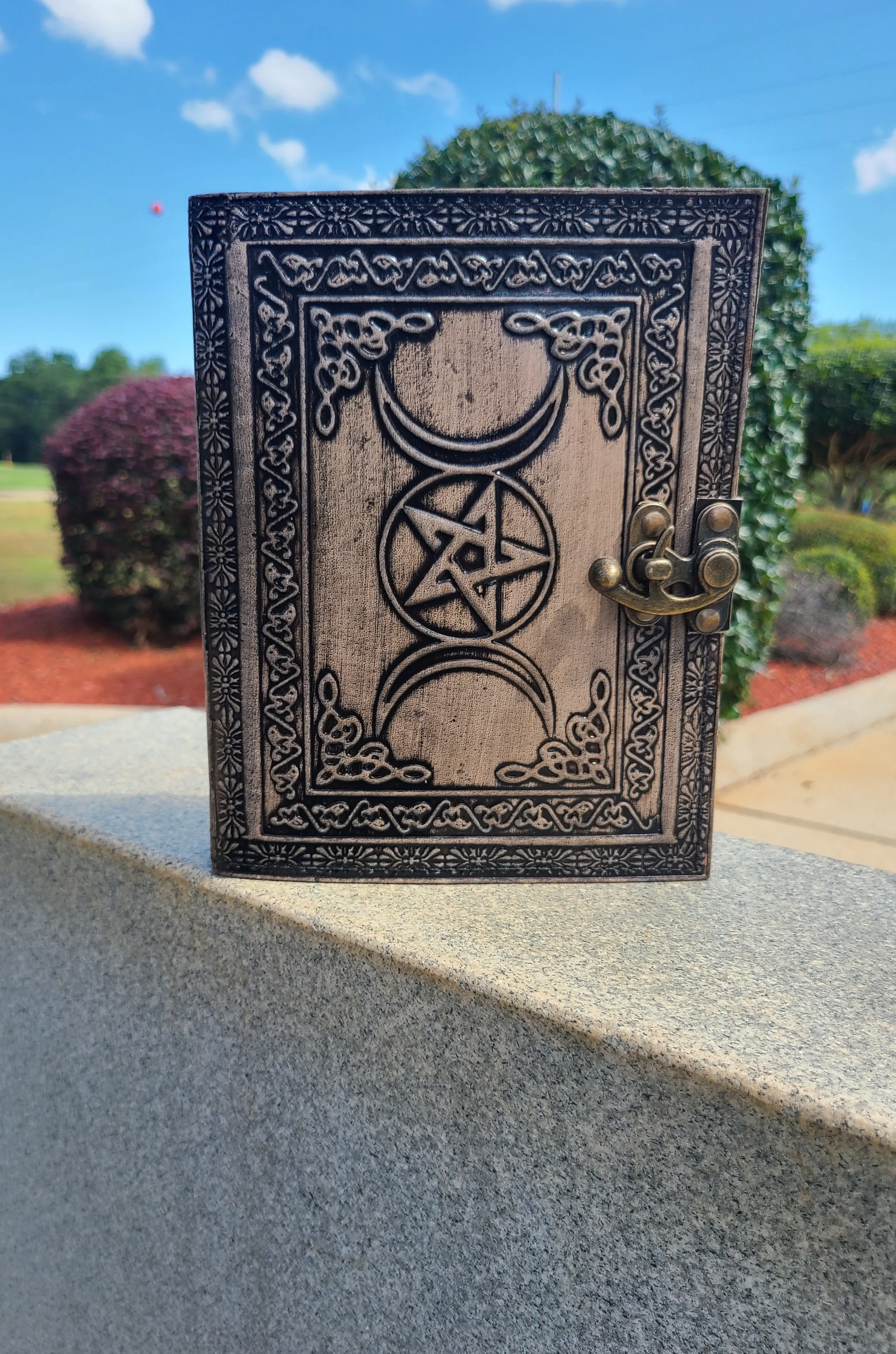 Celtic Triple Moon Goddess Leather Writing Journal