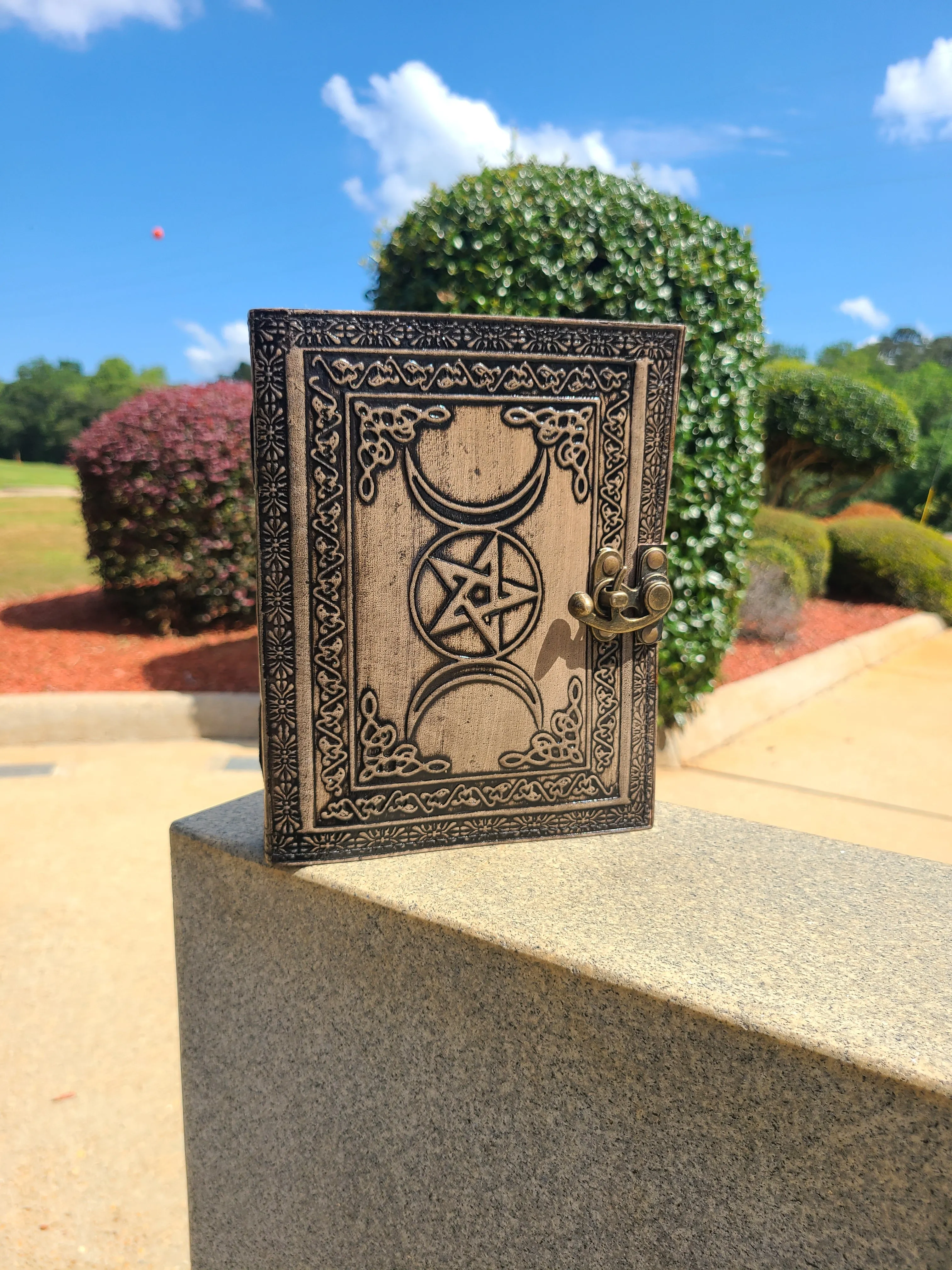 Celtic Triple Moon Goddess Leather Writing Journal