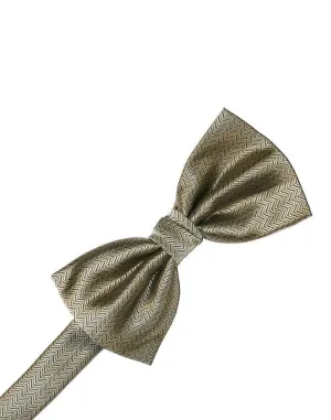 Champagne Herringbone Kids Bow Tie