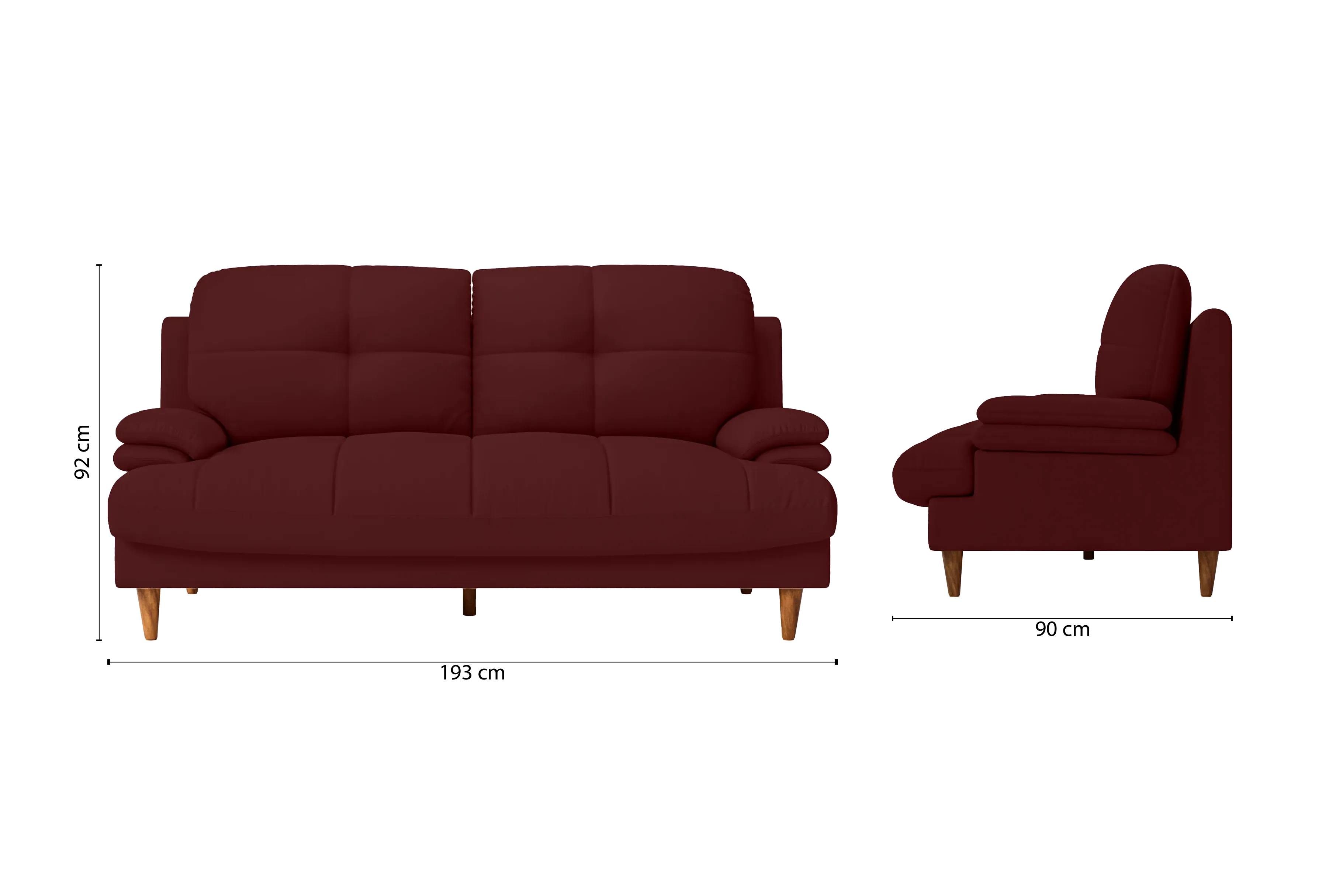 Cosenza 3 Seater Sofa Red Leather