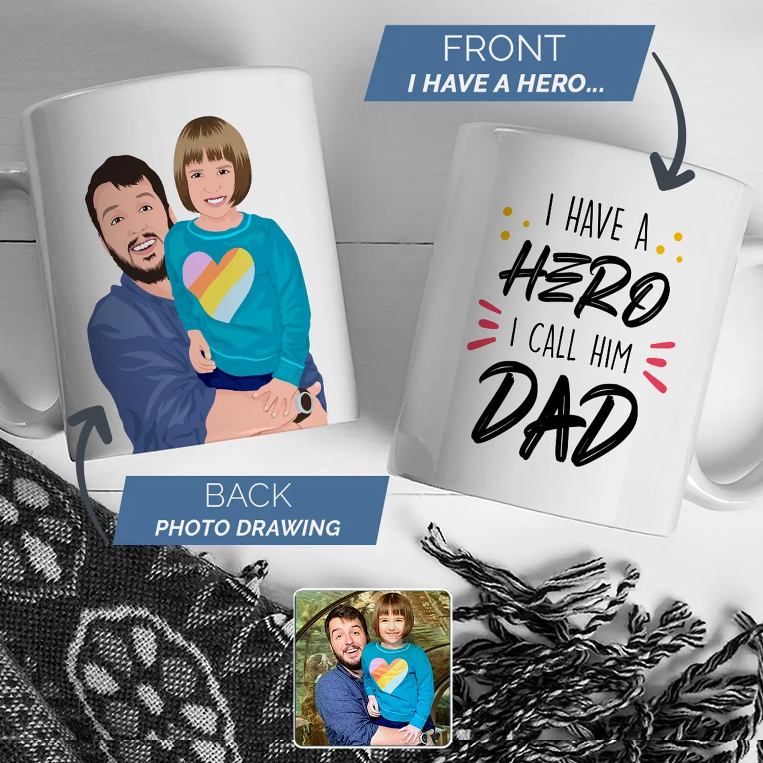 Custom My Dads My Hero Personalized from Photo Mug