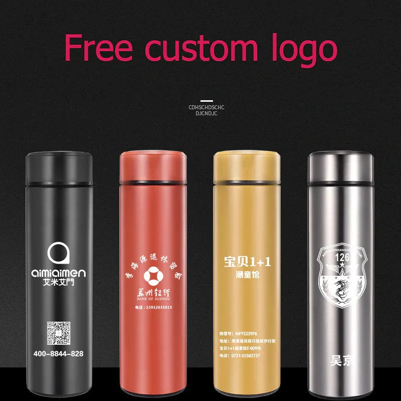 Custom Personalized Photo Water Bottle | Customizable Thermos Insulated Bottle | Stainless Steel | Logo Text Engraving | Gift Box Set