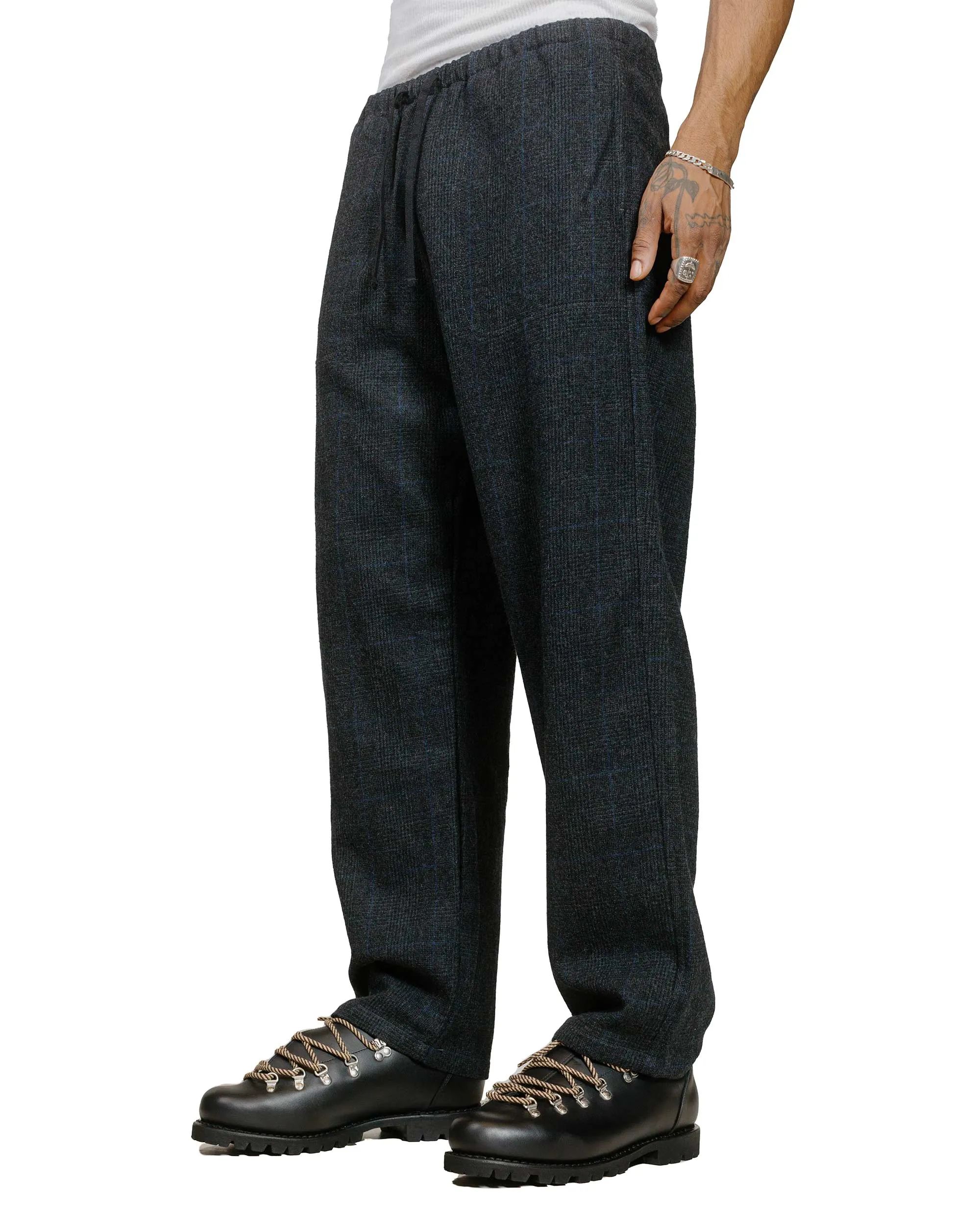 Danton Wool Easy Pant Black Charcoal Glen Check