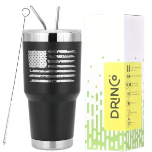 DRINCO® 30oz Insulated Tumbler Spill Proof Lid (Black) - USA Flag