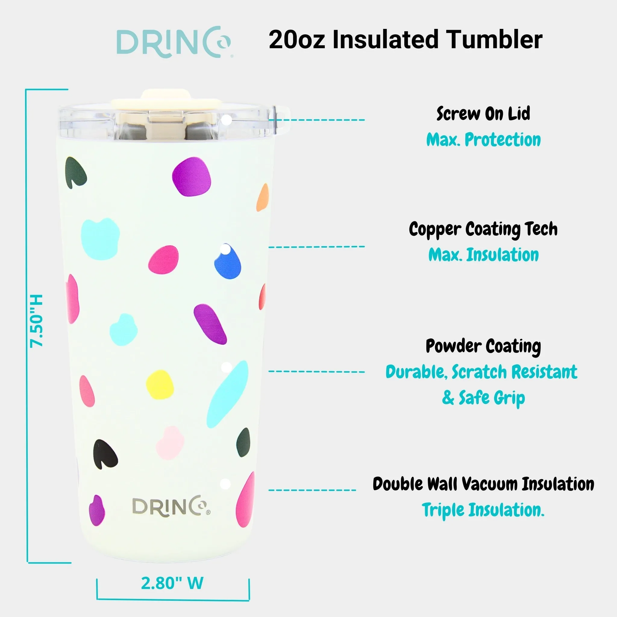 DRINCO®  Seattle 20oz Leakproof Tumbler with Straw - Blots