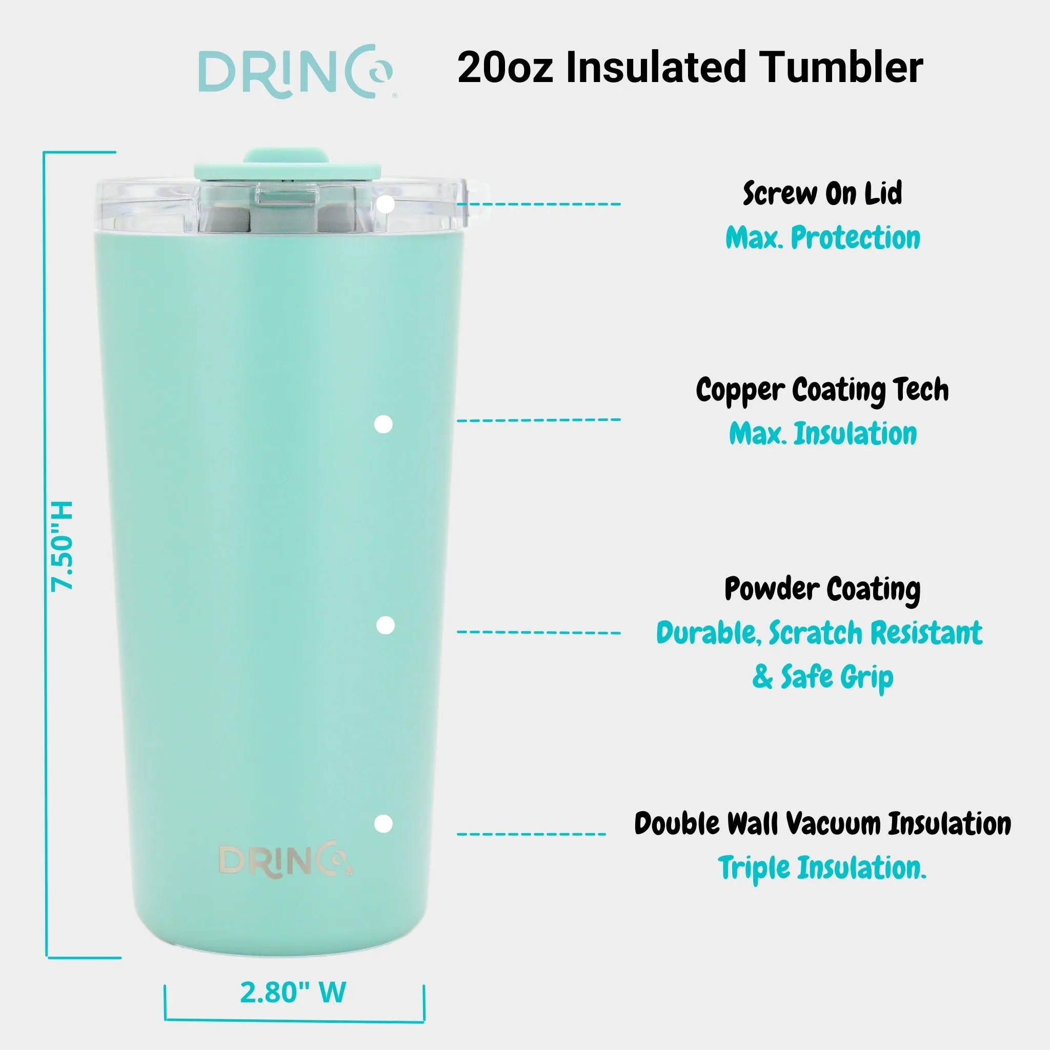 DRINCO®  Seattle 20oz Leakproof Tumbler with Straw - Sage