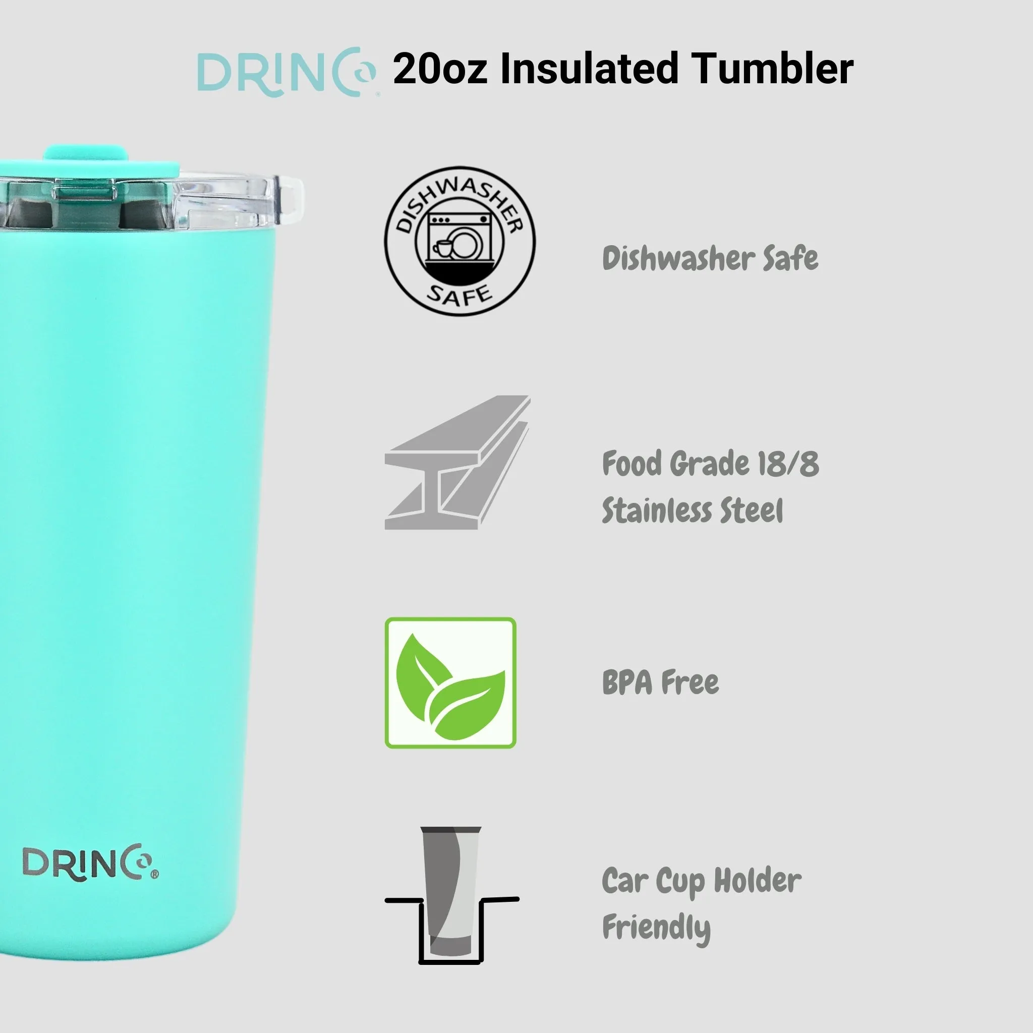 DRINCO®  Seattle 20oz Leakproof Tumbler with Straw - Teal