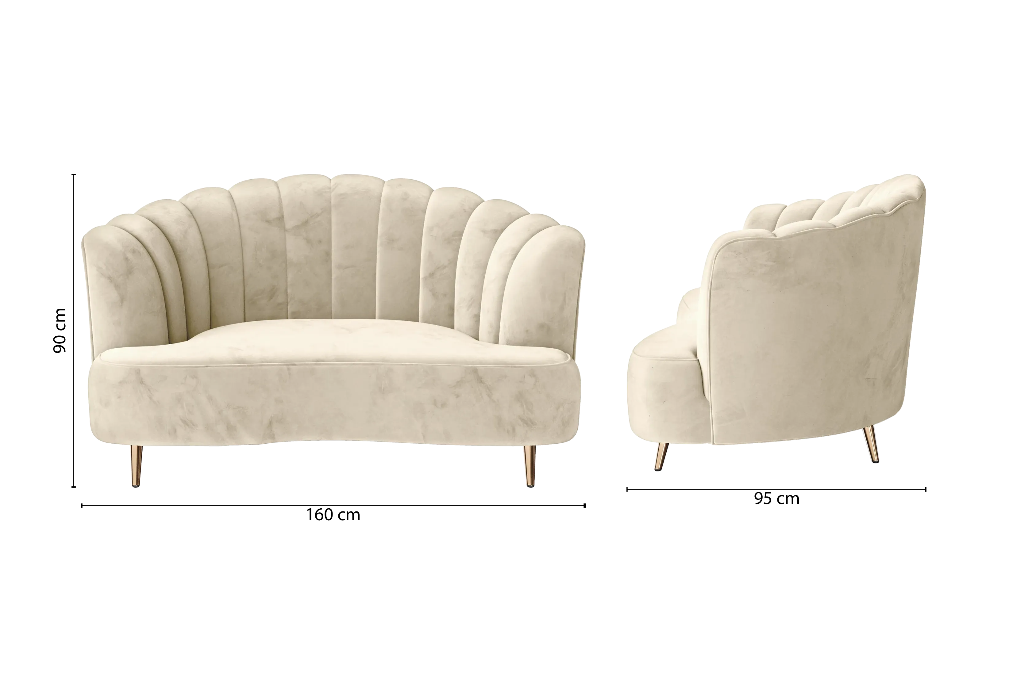 Elena 2 Seater Sofa Cream Velvet