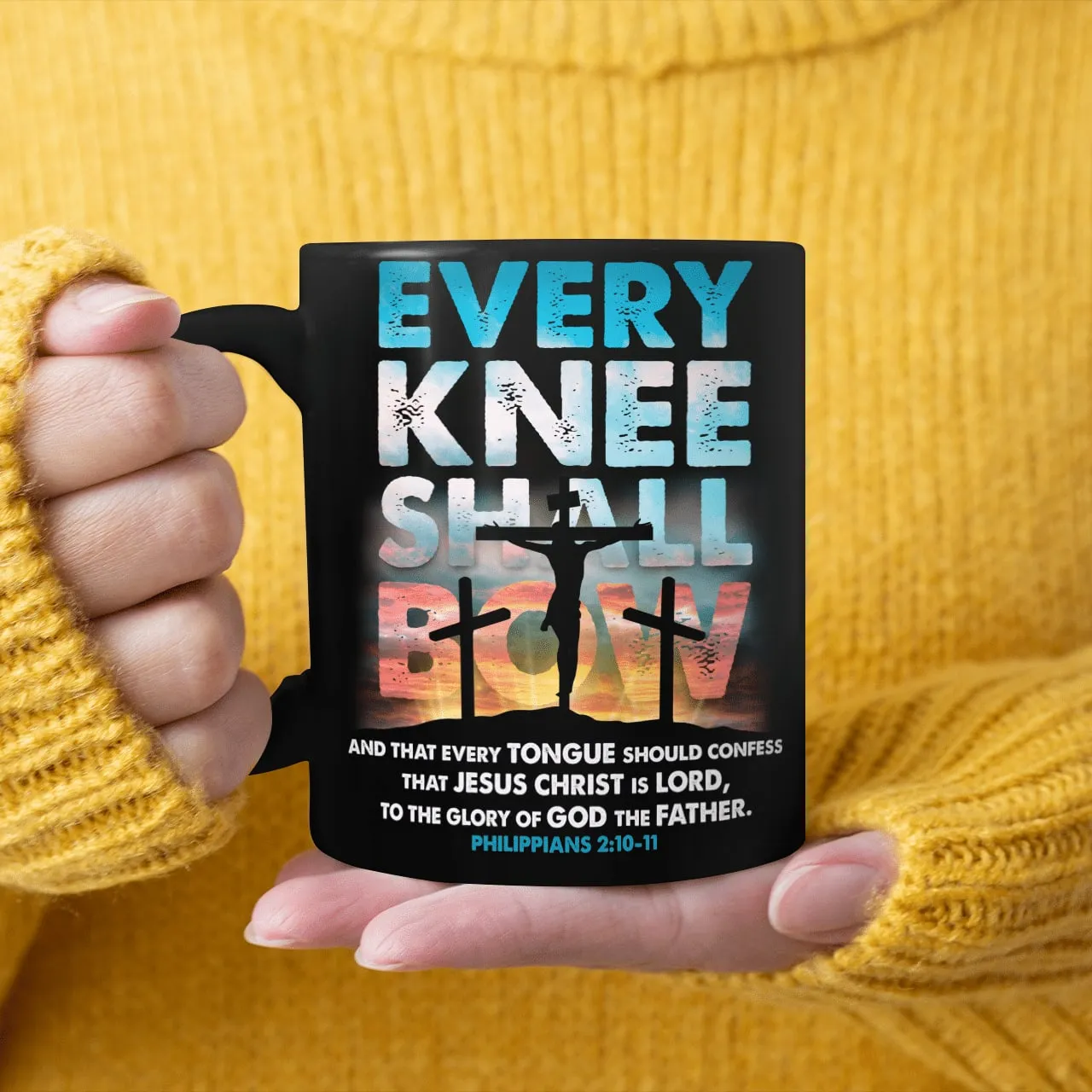 Every Knee Shall Bow, God Mug, Christian Mug, Religious Mug, Jesus Mug, Faith Mug