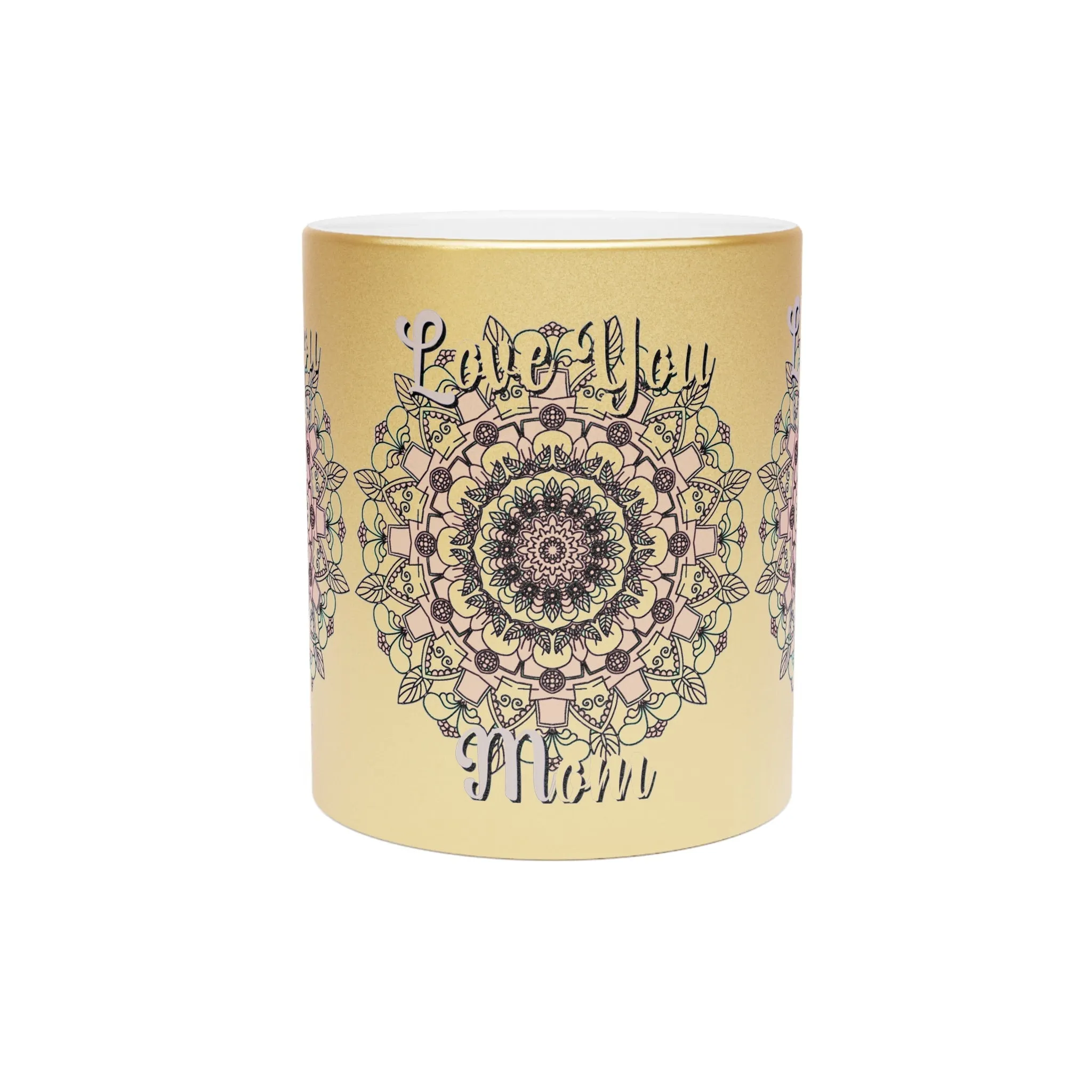 Handmade Mandala Metallic Mug for Mom - Silver/Gold