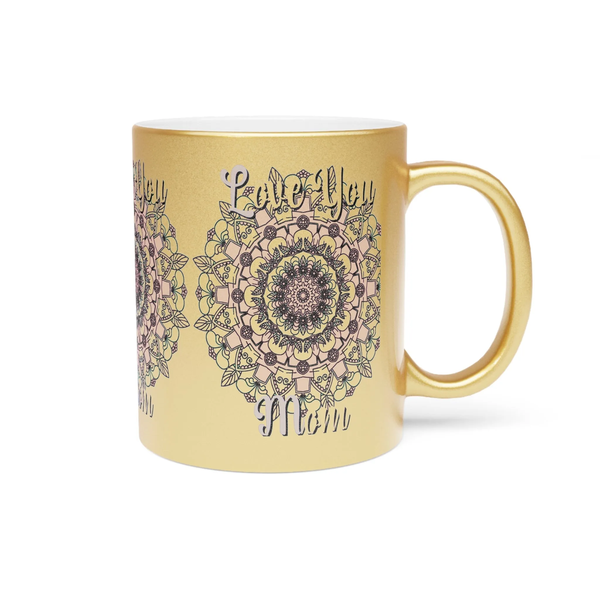 Handmade Mandala Metallic Mug for Mom - Silver/Gold