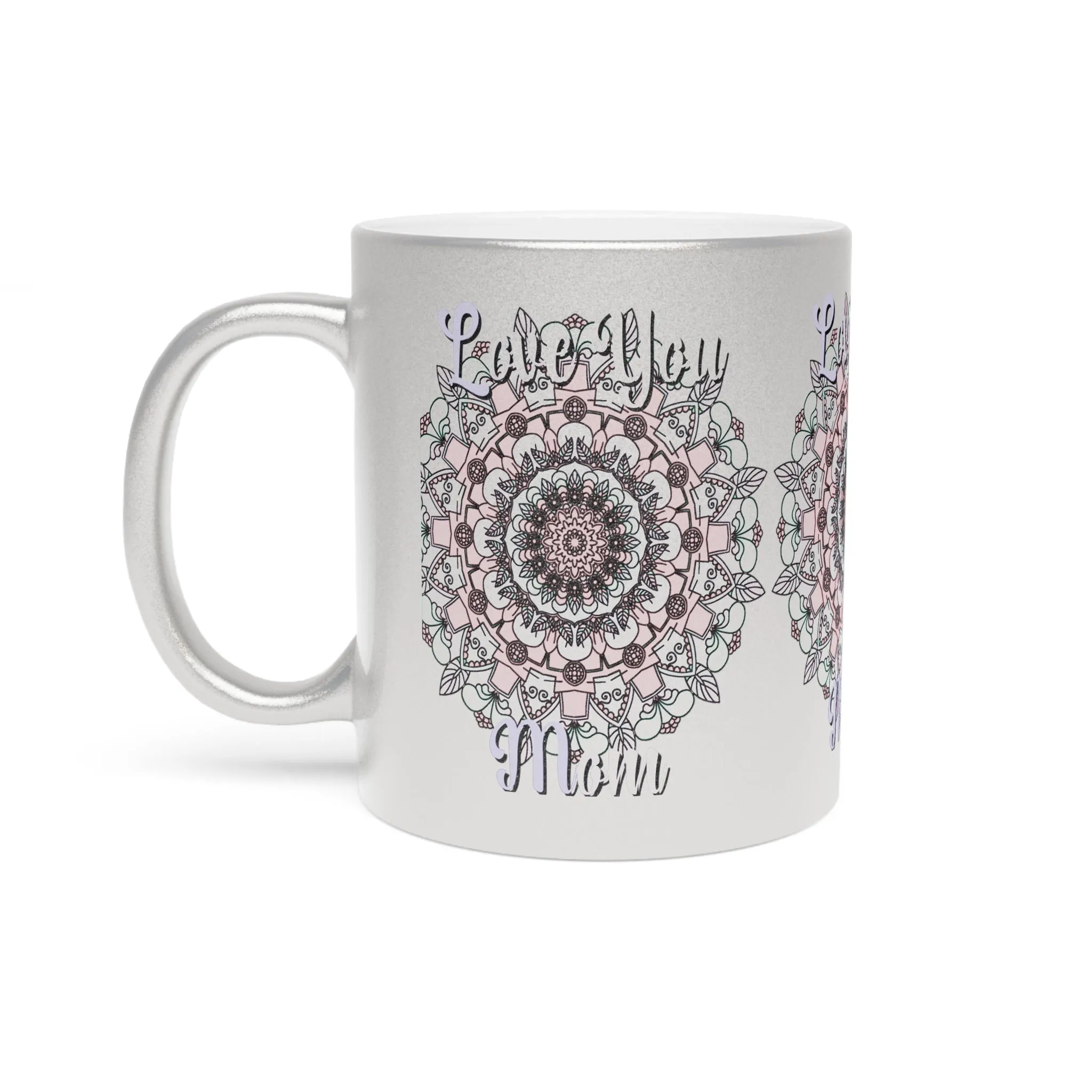 Handmade Mandala Metallic Mug for Mom - Silver/Gold