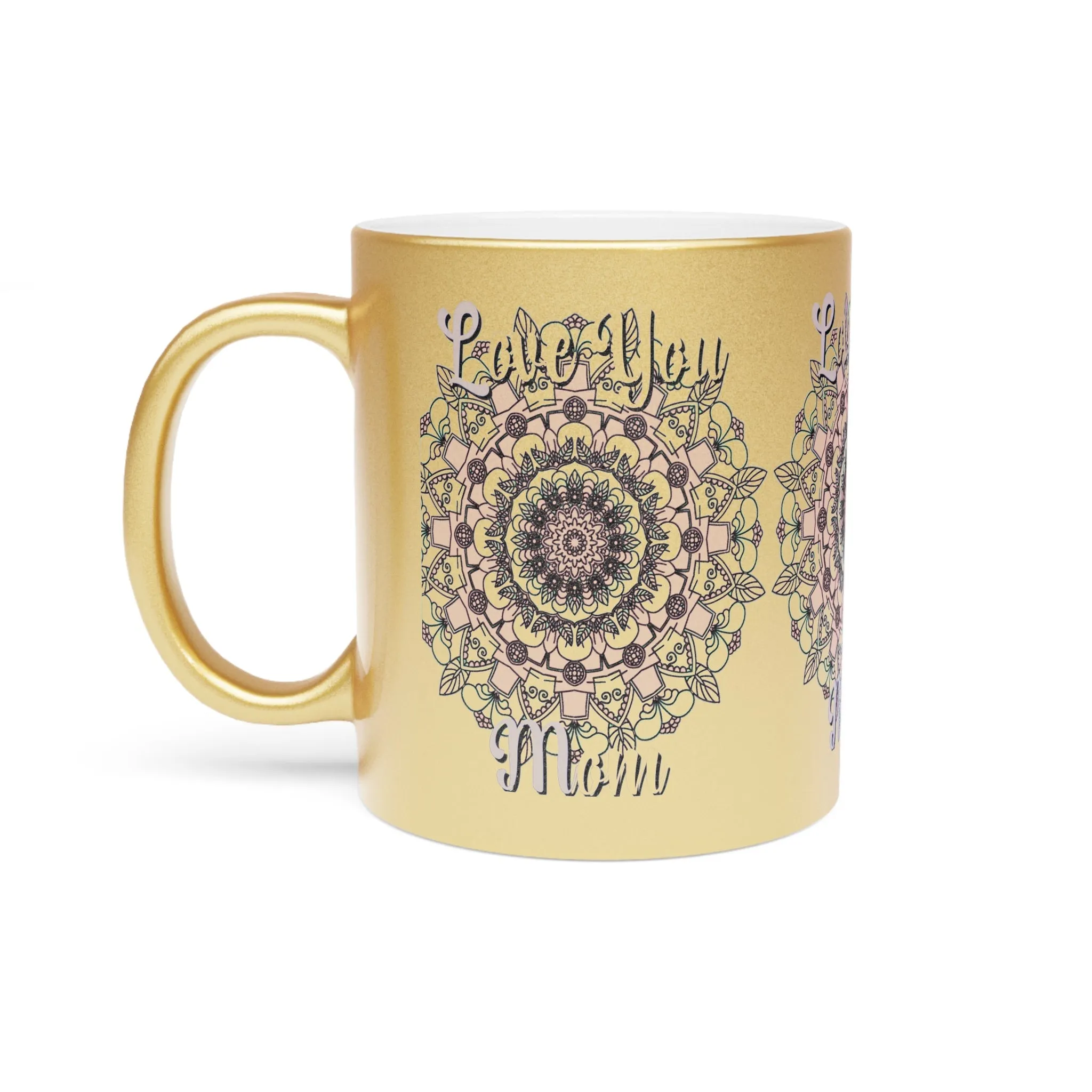 Handmade Mandala Metallic Mug for Mom - Silver/Gold