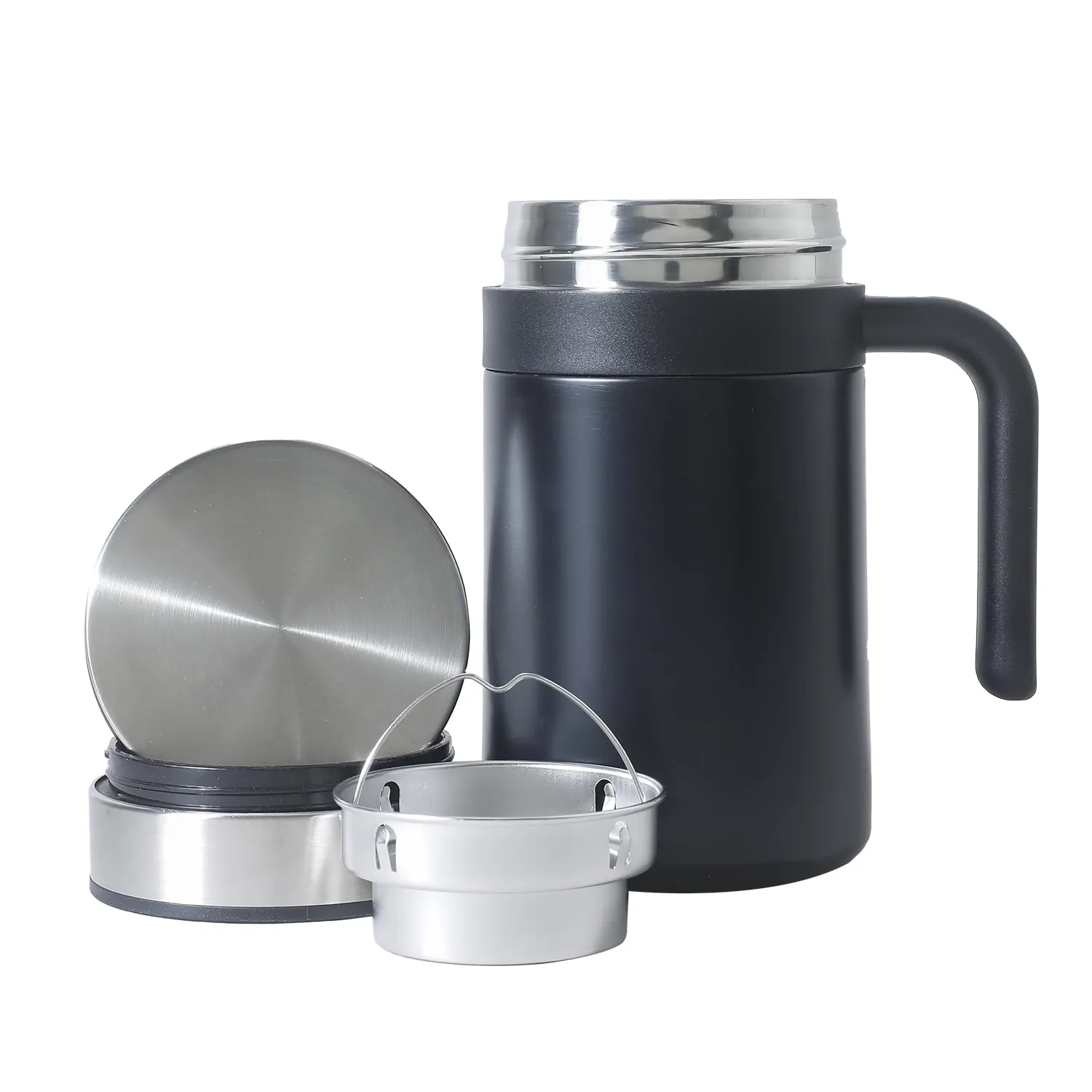 Homestic Stainless Steel Vacuum Insulated Travel Mug with Lid 420 ML (Black)