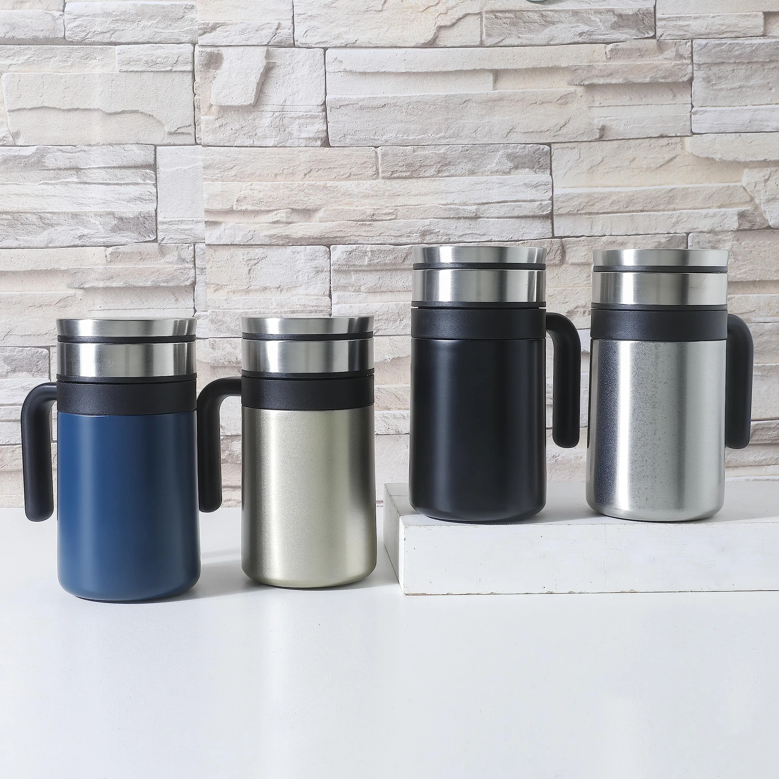 Homestic Stainless Steel Vacuum Insulated Travel Mug with Lid 420 ML (Black)