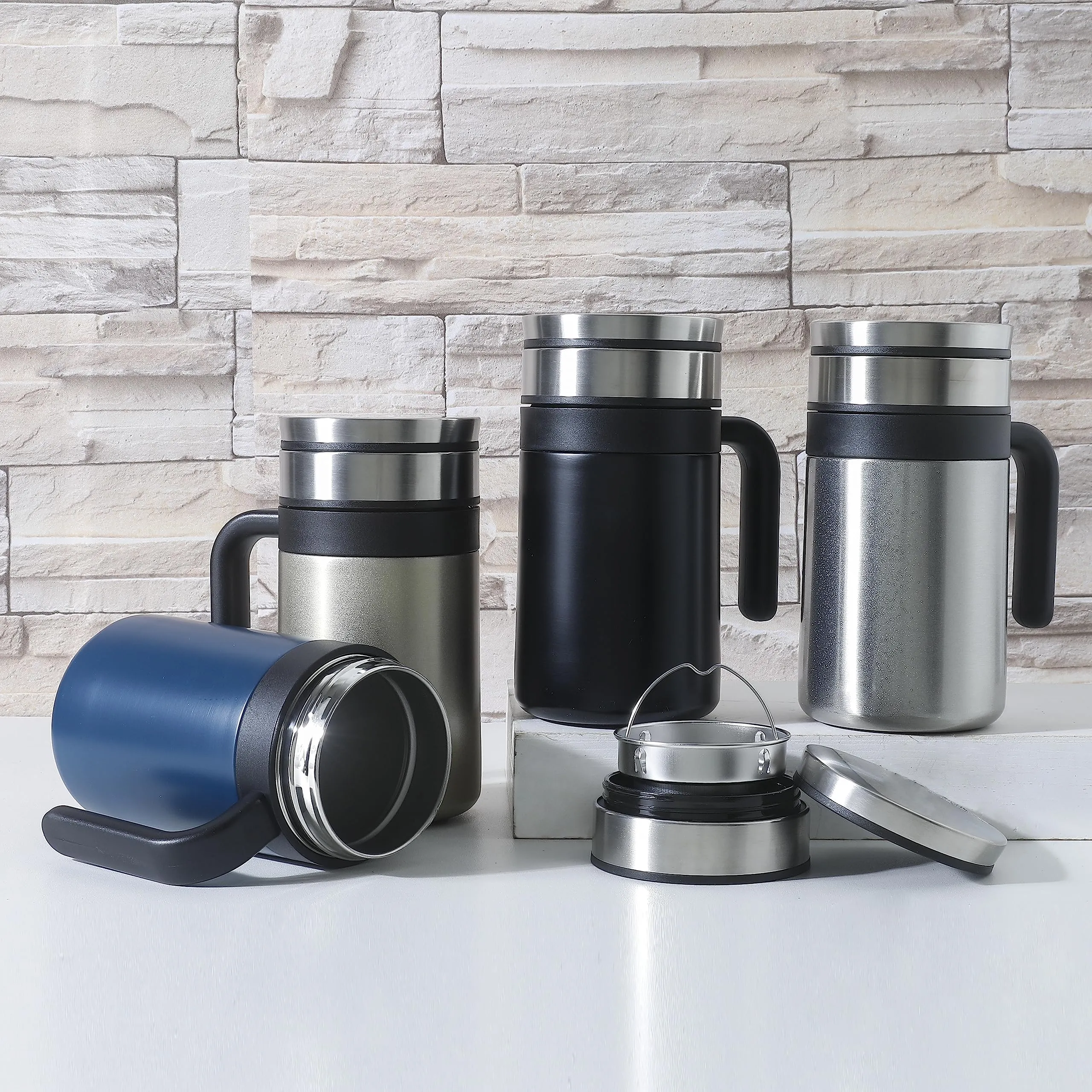 Homestic Stainless Steel Vacuum Insulated Travel Mug with Lid 420 ML (Black)