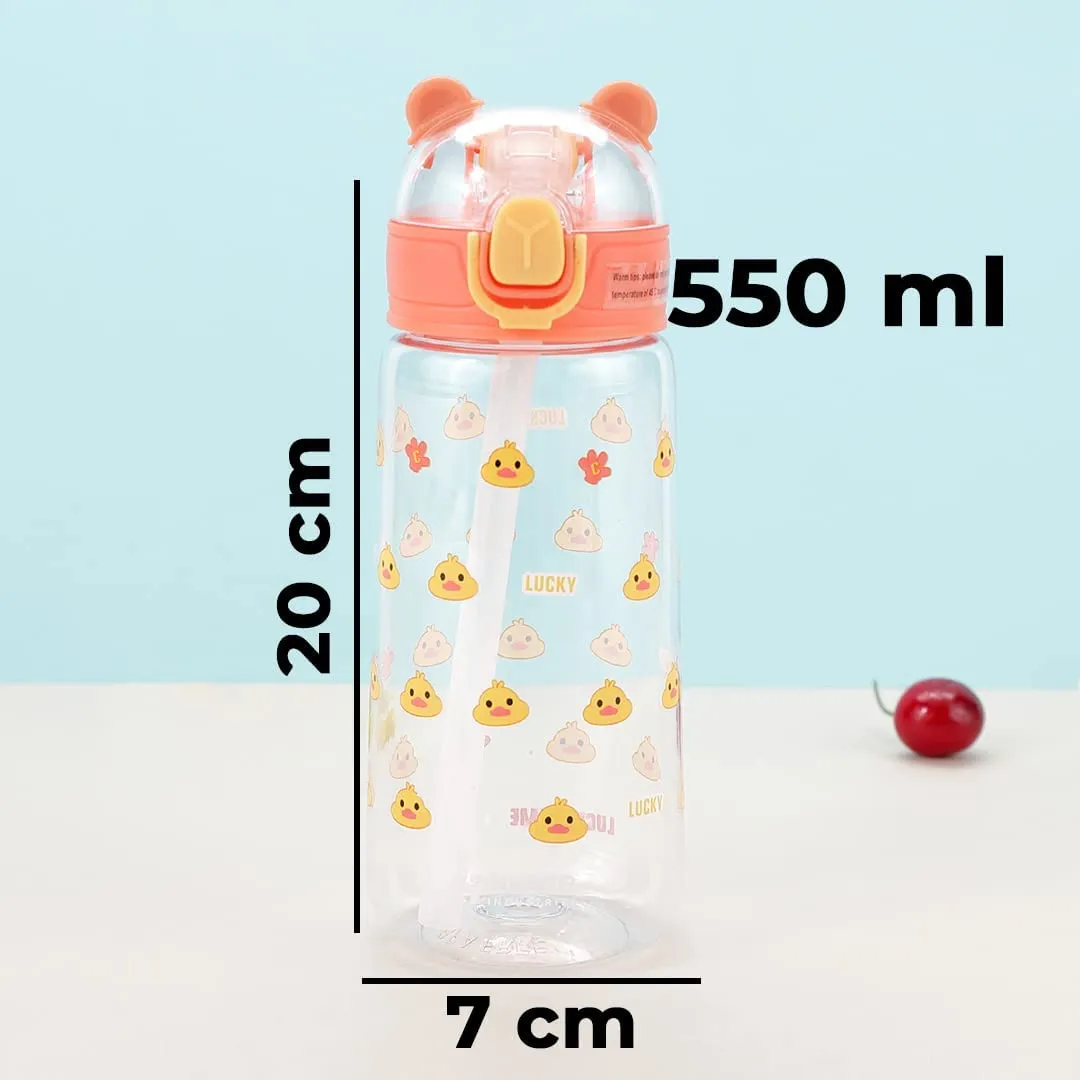 Kuber Industries Pack of 10 Water Bottle for Kids | Plastic Sipper Bottle for Kids | Food Grade Plastic | One Click Open Flip Lid | Transparent, Leak Proof, BPA Free | 550 ml