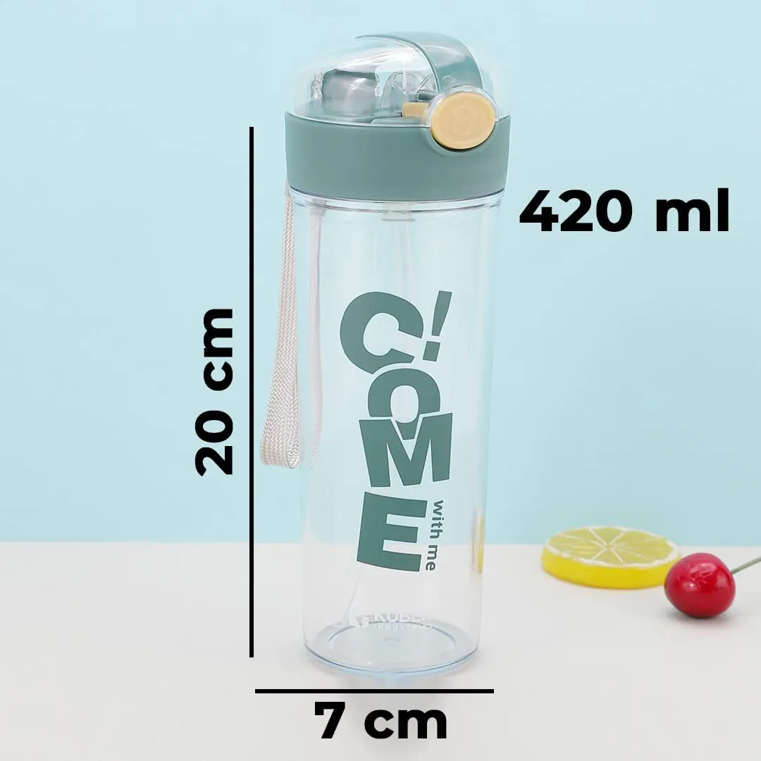 Kuber Industries Pack of 10 Water Bottle for Kids | Printed Designs for Kids | Plastic Sipper Bottle for Kids | Food Grade Plastic | Transparent, Leak Proof, BPA Free | 420 ml